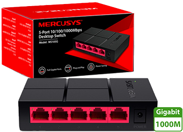 Switch De Red 5 Puertos Mercusys Ms105g Ver 2.30 10/100/1000 Gigabit