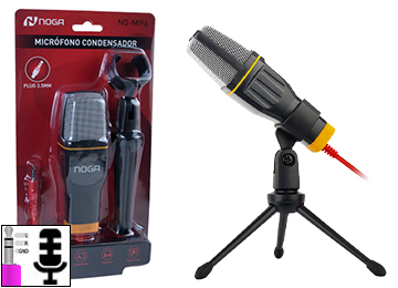 ddr-tp-20418 Microfono Noganet Ng-mi96 Cable 1.35mts Alta Fidelidad Con Tripode 230mm Negro