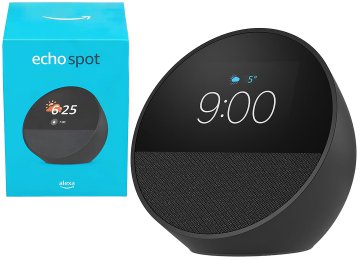 ddr-tp-20482 Parlante Amazon Echo Spot Asistente Virtual Domotica Maneja Spotify Netflix Youtube Alexa Y Mas Pantalla 2.8 Pulgadas Tactil Carbon Charcoal - Incluye Transformador 12v 1.25a 4.0x1.7mm Patas Rectas