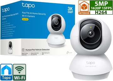 Camara Ip Tp-link Tapo C230 2880x1620 3k 5mp Qhd 4mp H264 Wifi Vision Nocturna 360 Grados Control Ptz Microsd Hasta 512gb Sirena 99db Detecta Movimiento Ia Personas Llanto Bebe Animales