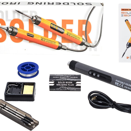 Soldador Digital 260 A 420 Grados Tipo Lapiz 1000MAH Incluye 3 Puntas Reemplazables Flux Estano Soporte Con Esponja Vegetal Cable Tipo C Para Cargar En Caja Plastica