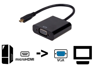 Adaptador Micro HDMI M A VGA H - No Es Bidireccional