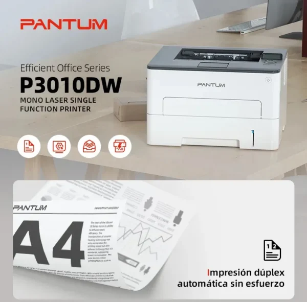 Impresora Laser Monocromatica Pantum P3010dw Wifi Doble Faz Color Blanco