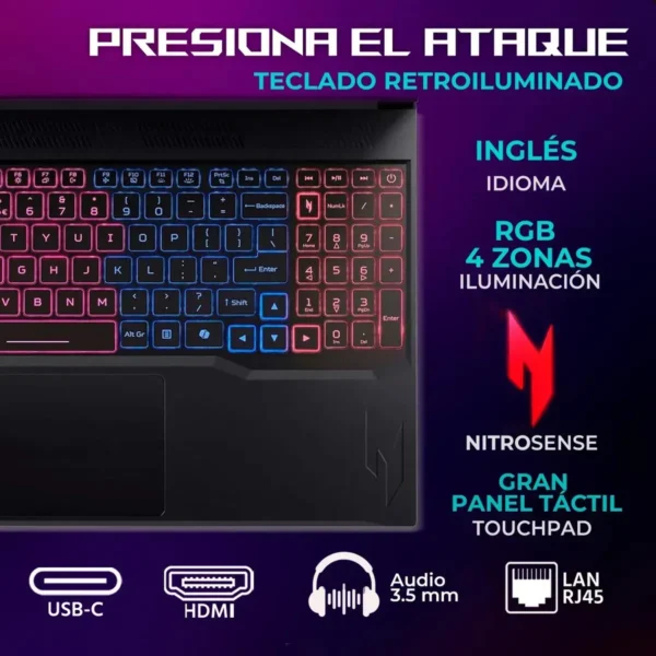 Notebook Acer Nitro V 16 Gaming con Intel Core i7, RTX 5060, 32GB RAM y Mochila