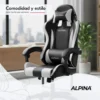 D_NQ_NP_2X_659547-MLA93938650292_102025-F.webp Silla Gamer Alpina Ergonómica Giratoria Reclinable ft-088 Color Negro Material del tapizado Cuero sintético