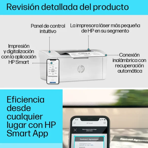 Impresora simple función monocromática HP LaserJet M111w con wifi