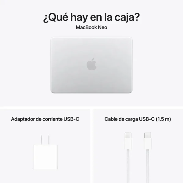 Apple 2026 Macbook Neo (de 13 Pulgadas, Chip A16 Pro De Apple Con Cpu De 6 Núcleos Y Gpu De 5 Núcleos, 8gb Memoria Unificada, 256 gb) - Color Plata