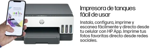 Impresora Multifuncional HP Smart Tank 720 Sistema Continuo a Color Wi-Fi Duplex (Doble Cara Automático)