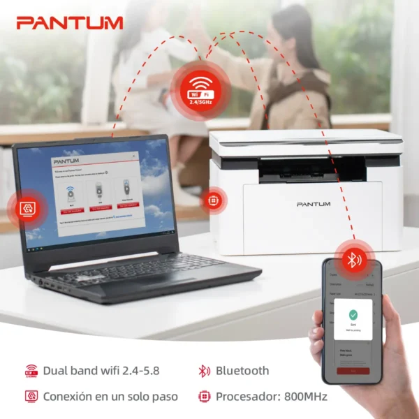 Impresora Multifunción Pantum Bm2300nw Laser Monocromatica Color Blanco