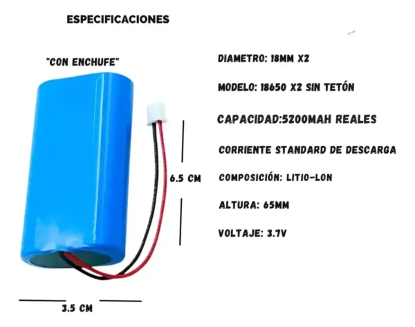 D_NQ_NP_2X_767547-MLA112455039020_062026-F-2.webp Bateria Pila Recargables Doble 5200 Mah 3,7v + Conector