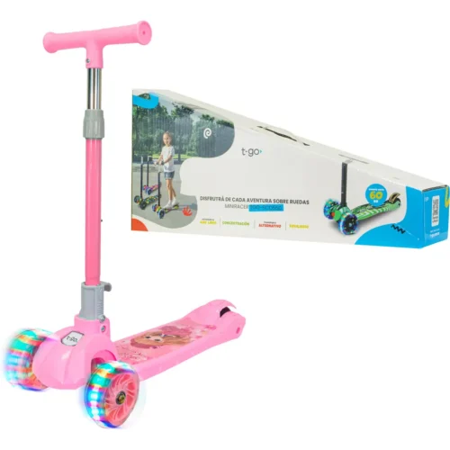 Monopatín T-go Infantil Plegable Con Luces Para Niños Nenas Color Rosa Pink