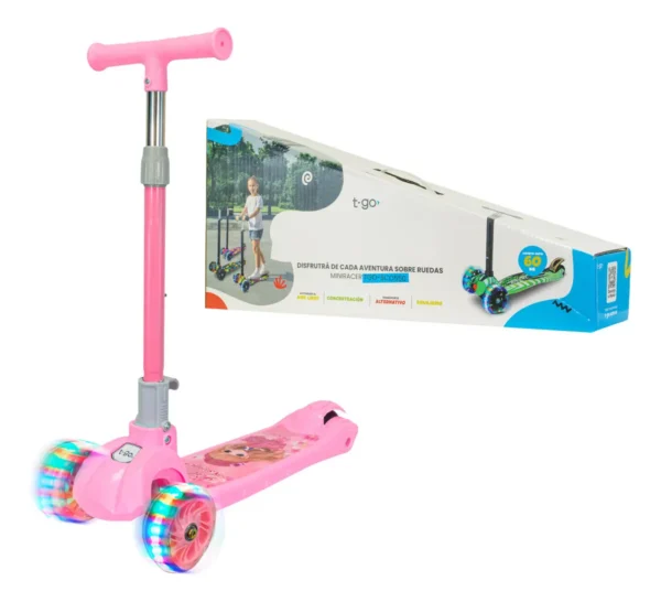 Monopatín T-go Infantil Plegable Con Luces Para Niños Nenas Color Rosa Pink