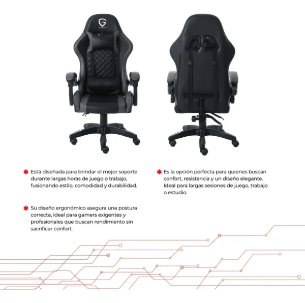 D_NQ_NP_2X_797674-MLA112724577912_062026-F.webp Silla Gamer Ergonómica The Game House con Respaldo Reclinable y Soporte Lumbar