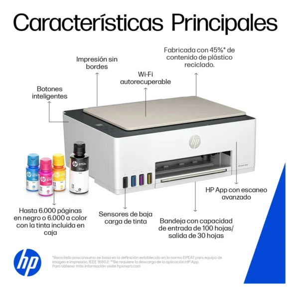 Impresora Multifuncional HP Smart Tank 583 Sistema Continuo a Color con Wi-Fi