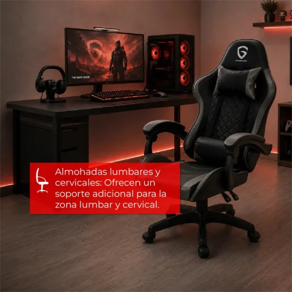 D_NQ_NP_2X_921010-MLA112724985758_062026-F.webp Silla Gamer Ergonómica The Game House con Respaldo Reclinable y Soporte Lumbar