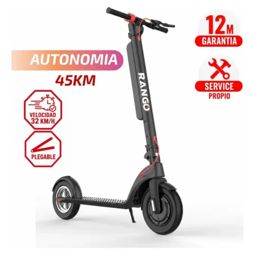 Monopatín Eléctrico Rango X8 Plegable Autonomía 45km Bluetooth Negro