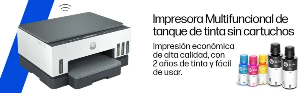 Impresora Multifuncional HP Smart Tank 720 Sistema Continuo a Color Wi-Fi Duplex (Doble Cara Automático)
