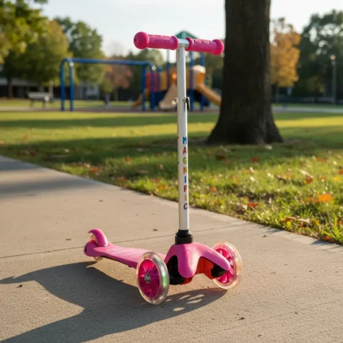 Monopatín Infantil Newtek 2095 3 Ruedas Luces LED Rosa Premium Scooter Niños Manubrio Regulable Antideslizante Lean To Steer Estable Seguro Jardín Exterior Regalo Cumpleaños