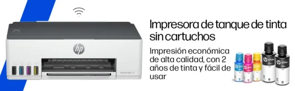 Impresora HP Smart Tank 210 Sistema Continuo Color Wi-Fi