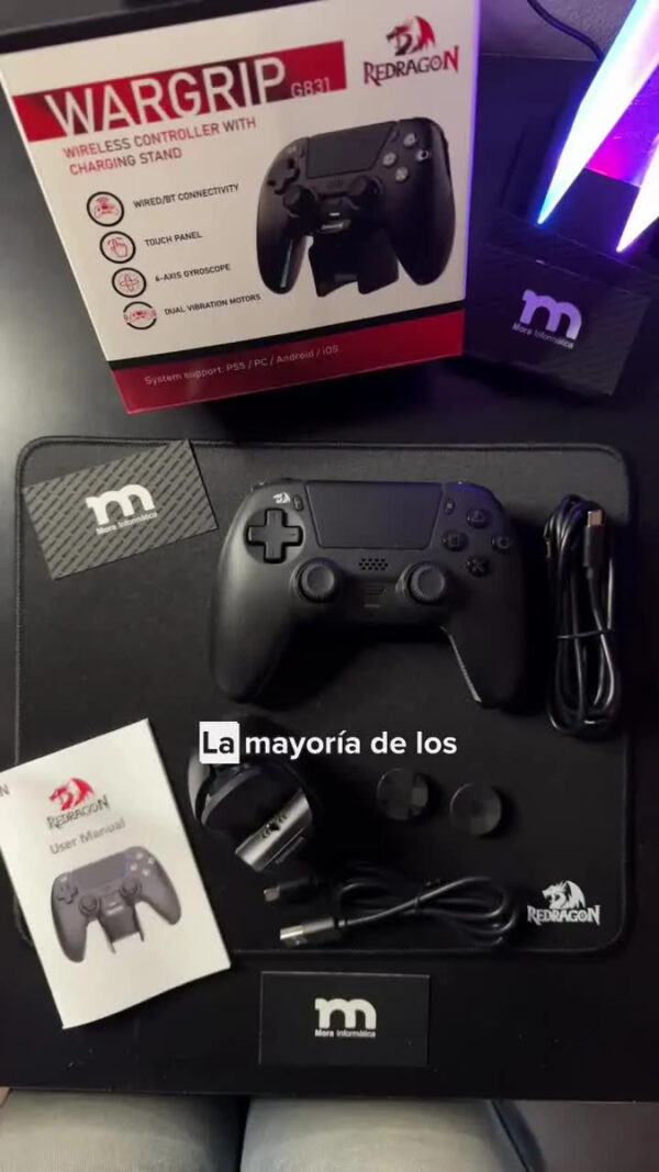 D_NQ_NP_611591-MLA113246961624_072026-F.jpg Gamepad Redragon Wargrip G831 Inalámbrico, Base De Carga, RGB, Sensor de Movimiento
