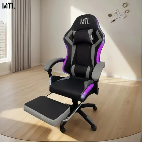 D_NQ_NP_667216-MLA99994303691_112025-O.webp Silla Gamer Gris Mtl Ergonomica Masajeadora Con Luz Led Material del tapizado Cuero sintético