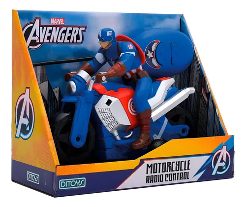 Moto a Control Remoto Ditoys Avengers Capitán América Pilas Azul