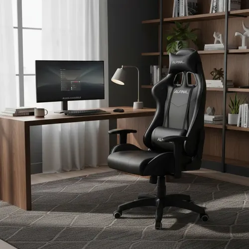 D_NQ_NP_789345-MLA99469264118_112025-O.webp Silla Gamer Alpina Ergonomica Giratoria Reclinable Pre Ft055 Color Negro Material del tapizado Cuero sintético
