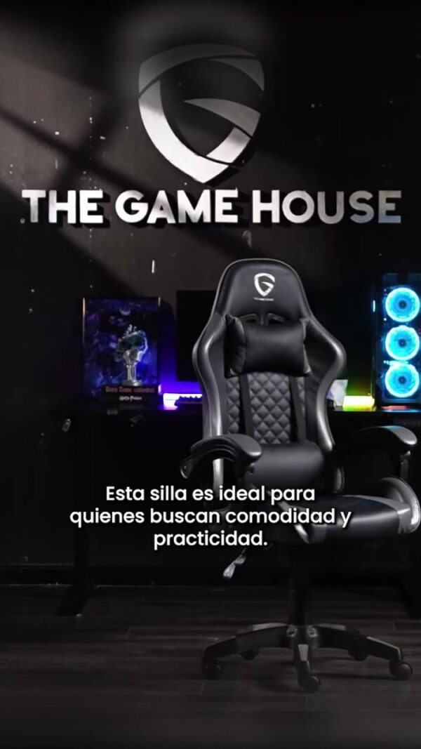 D_NQ_NP_803106-MLA91210866625_082025-F.jpg Silla Gamer Ergonómica The Game House con Respaldo Reclinable y Soporte Lumbar