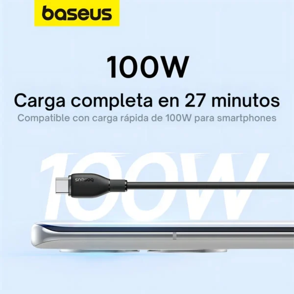 D_Q_NP_850344-MLA91876022943_092025-F.webp Cable Baseus Pudding Series Usb-A /USB-C Carga Rapida 100W 6A 1.2 metros