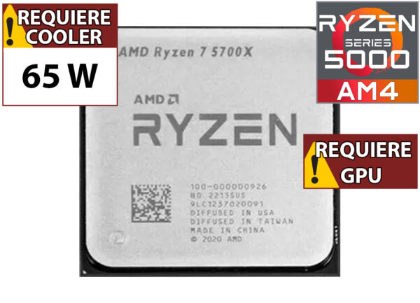 Procesador Amd Ryzen 7 5700x 3.4ghz 8 Nucleos 16 Hilos 32mb Cache Tdp 65w Am4 - Outlet - Usado - Oem - No Trae Video Sin Caja Ni Cooler Ventilador