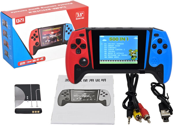 Consola Juegos Q21 500 Juegos Bateria BL-5C 1200MAH 3.5 Pulgadas Incluye Cable USB Tipo C Y Cable De Video Rca