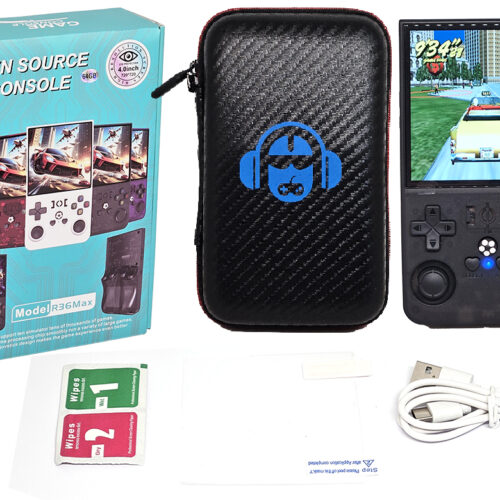 Consola Juegos R36MAX 64GB 35379 Juegos NEOG10 Gba Fc Sfc Md CSP1 CSP2 CSP3 Psp 720X720 Bateria 3500MAH Incluye Funda Film Protector Y Cable USB Tipo C 4 Pulgadas Ips