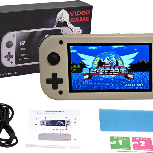 Consola Juegos M17 64GB 20830 Juegos Psp Arcade Neo Mame Atari Nes Gameboy Nes Snes N64 Gmc Gma Sega PS1 Bateria 2000MAH 4.3 Pulgadas 480X272 Ips Incluye Cable USB Tipo C Y Film Para Pantalla