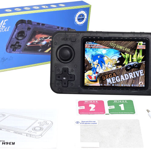 Consola Juegos R36H 64GB 12222 Juegos Psp DC Ss PS1 Nds N64 CPS1 CPS2 CPS3 Fba Neogeo Bga Gbc Gb Sfc Fc Md Bateria 3000MAH Sistema Arkos 2.0 640X480 Ips 3.5 Pulgadas Incluye Cable USB Tipo C Para Carg
