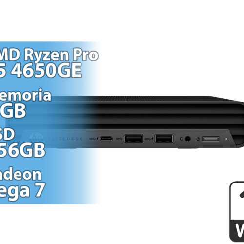 Mini PC Hp Elitedesk 805 G6 Mini Amd Ryzen 5 Pro 4650GE 8GB 256GB WIFI 1XHDMI 1XDISPLAYPORT 6XUSB 1XUSBTIPOC 1XRJ45 2XJACK3.5MM WIN11PRO Negra - Reacondicionada - Minimos Detalles Esteticos