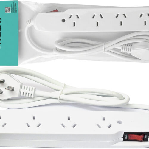Zapatilla De Corriente 220V 4 Bocas Kelyx Cable 1.5MTS Hasta 10A 2200W IP20 Corta Corriente En Bolsa