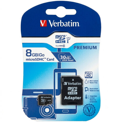 Microsd 8GB Clase 10 Verbatim 533X V10 U1 80MB Con Adaptador A SD