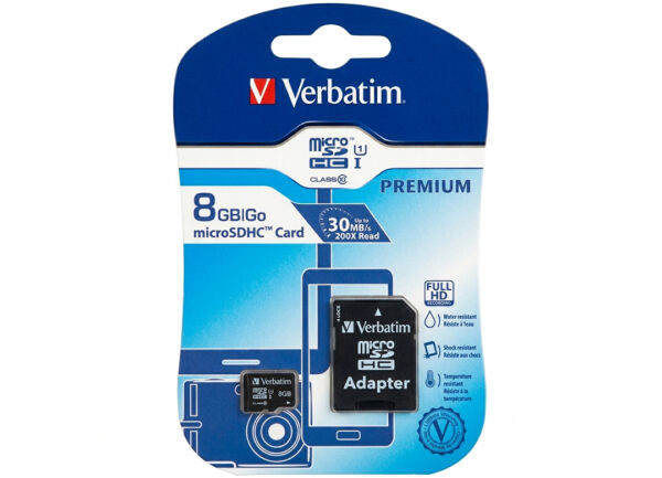 Microsd 8gb Clase 10 Verbatim 533x V10 U1 80mb Con Adaptador A Sd