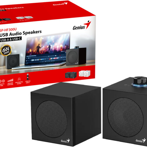 Parlantes Genius SP-HF300U USB 4W Control De Volumen Negro Se Alimenta Por USB Tipo C O USB Tipo A - Digital Solo USB Sin Plug