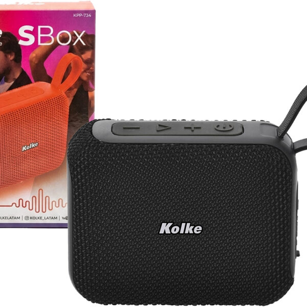 Parlante Kolke Kpp-734 Sbox 5w 1xusb 1xmicrosd Bateria 1800mah Bluetooth 5.3 Dimensiones 9.5x3.9x7.5cm Negro