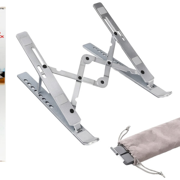 Base Para Notebook Kolke Kvs-766 6 Posiciones Angulo De Inclinacion Hasta 43 Grados De Aluminio Plegable Soporta Hasta 5kg 17.3 Pulgadas Dimensiones 23.9x4.2x1.3cm