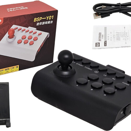 Joystick Arcade Game Rocker Bimodo Bluetooth Y Inalambrico 2.4GHZ Dimensiones 14X11CM Incluye Soporte Para Celular Switch PS3 PS4 PC Ios Android Steam Negro