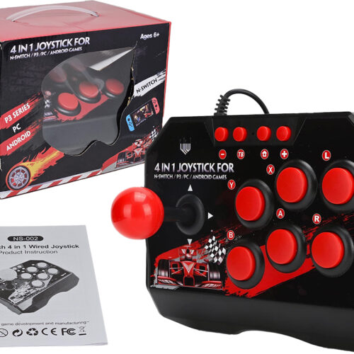 Joystick Arcade Rocker Cable USB 3M Switch Android PS3 PC Negro Con Rojo
