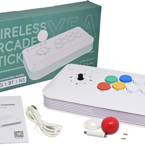 Joystick Arcade Data Frog Y5A Mecanico Switch Blue Bimodo Inalambrico 2.4GHZ Bluetooth 5.0 27X15X3.5CM Incluye Pila Aaa 350MAH Recargable Y Cable USB Tipo C Para Cargar Switch PC Android Ios