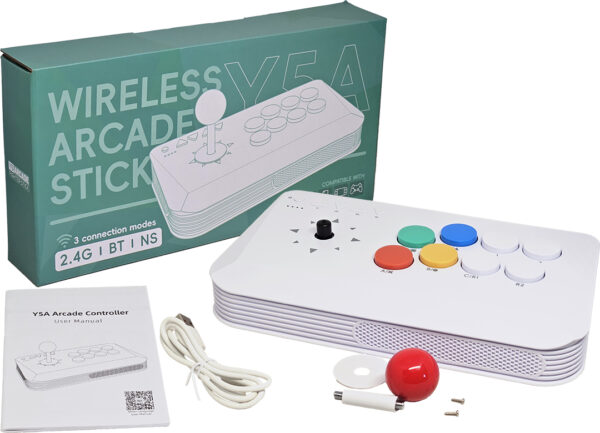 Joystick Arcade Data Frog Y5A Mecanico Switch Blue Bimodo Inalambrico 2.4GHZ Bluetooth 5.0 27X15X3.5CM Incluye Pila Aaa 350MAH Recargable Y Cable USB Tipo C Para Cargar Switch PC Android Ios