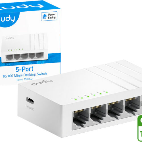 Switch De Red 5 Puertos Cudy FS105D 10/100/1000 1000MBPS Gigabit Incluye Cable USB Tipo C Para Alimentacion No Incluye Tafo 5V 1A