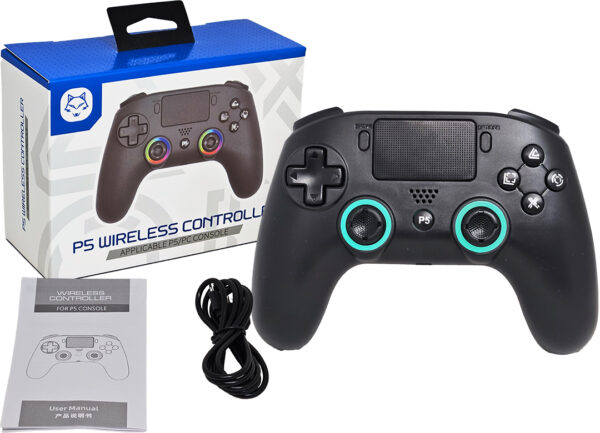Joystick Wolf PS5 Doble Vibracion 6 Ejes Touchpad RGB Microfono Bateria 600MAH Bluetooth 5.0 Incluye Cable USB Tipo C 1.2MTS Para Carga Alternativo