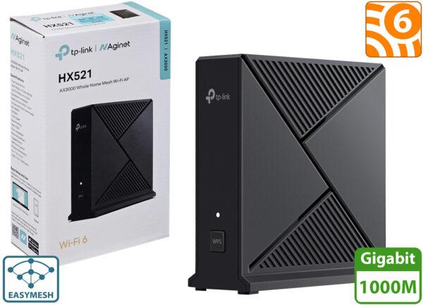 Router Access Point Nodo TP-LINK HX521 AX3000 2XRJ45 Gigabit WIFI 6 Dual Band 5GHZ 2402MBPS 2.4GHZ 574MBPS MU-MIMO WP3 Compatible - Easymesh