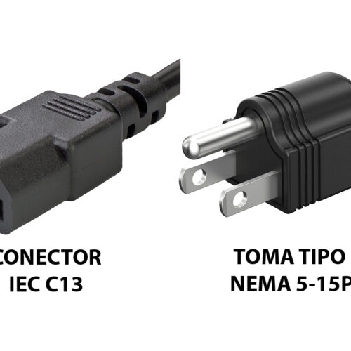 Cable De Tension PC Fuente 220V 1.5M Toma Tipo Nema 5-15P A Conector C13 Patas Rectas - Encufe Usa