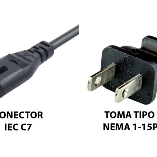 Cable De Tension Interlock Ocho 220V 1.5M - Conector Iec C7 A Toma Nema 1-15 Patas Rectas - Encufe Usa